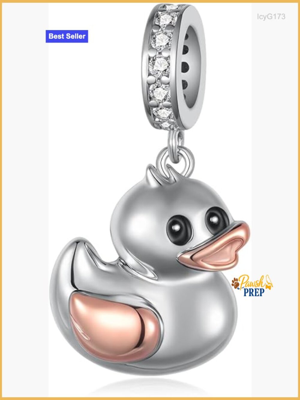 Sterling Silver Duck Charm Bracelet - Cute Animal Jewelry Gift